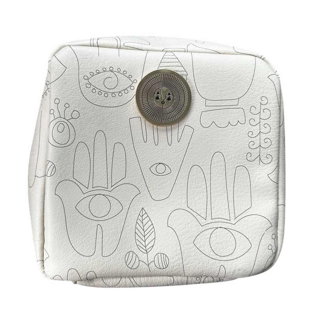 Jungalow Justina Blakeney Jewelry Travel Case Hamsa Eye Print White Green 7x7